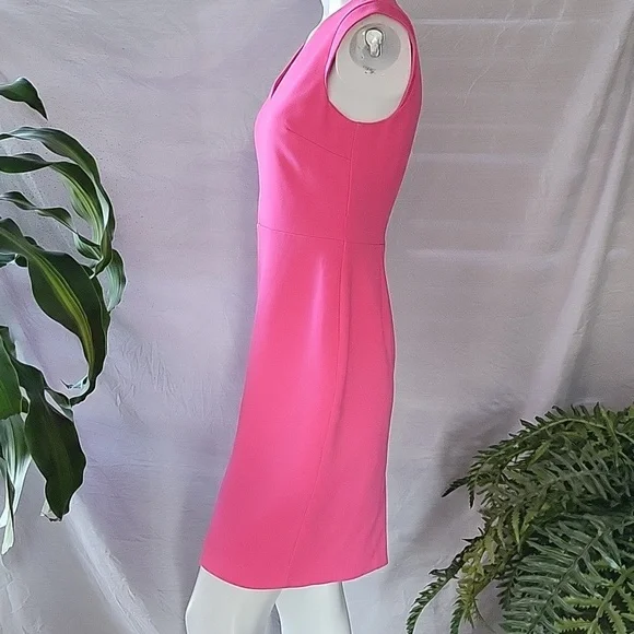 Banana Republic Pink Business Casual Sleeveless Fitted Shift Dress Barbie Sz 2 - Picture 4 of 8